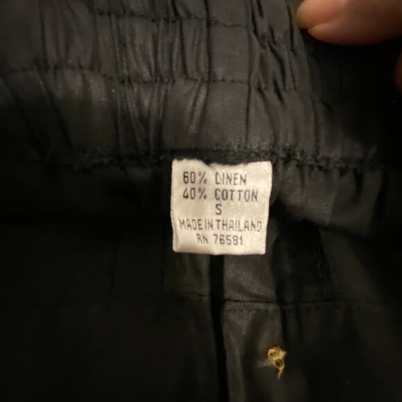 Vintage 90s ClubZ Floral Embroidered Black 2Pc TopShorts OutfitSet LinenCotton S - Picture 7 of 14